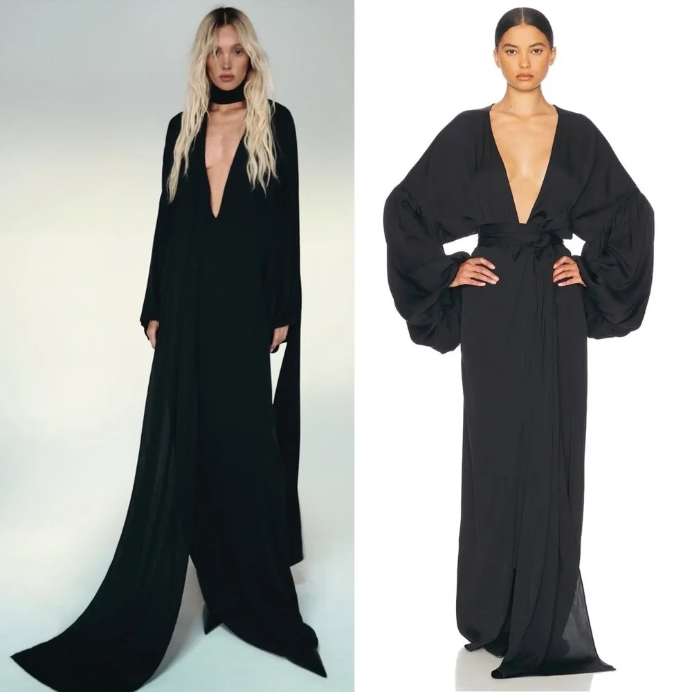 Helsa | Dresses | Helsa Serafina Silk Dress Detachable Scarf Black